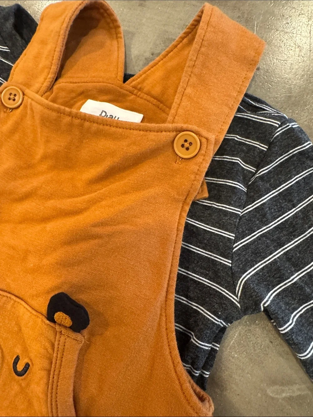 Play by Little Sleepies Kids Orange Bear Pocket Overalls